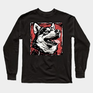 Retro Art Alaskan Malamute Dog Lover Long Sleeve T-Shirt